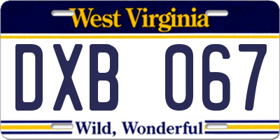 WV license plate DXB067
