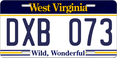 WV license plate DXB073