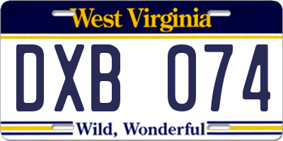 WV license plate DXB074