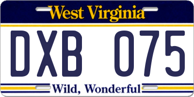 WV license plate DXB075