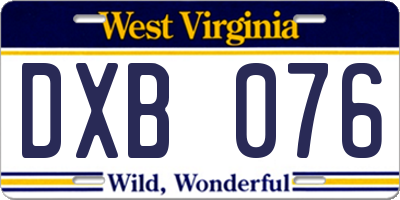 WV license plate DXB076