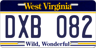WV license plate DXB082