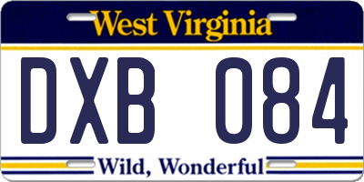 WV license plate DXB084