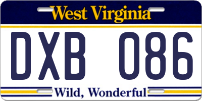 WV license plate DXB086