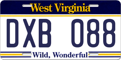 WV license plate DXB088