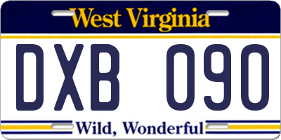WV license plate DXB090