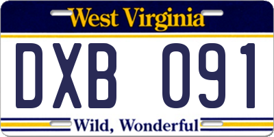 WV license plate DXB091