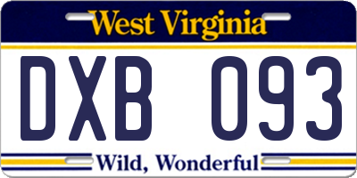 WV license plate DXB093