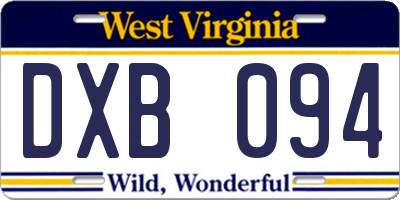 WV license plate DXB094