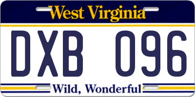 WV license plate DXB096