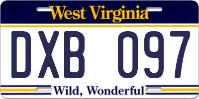 WV license plate DXB097