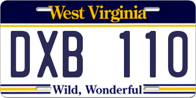 WV license plate DXB110