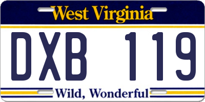 WV license plate DXB119