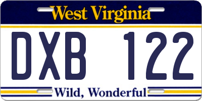 WV license plate DXB122