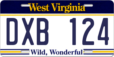 WV license plate DXB124