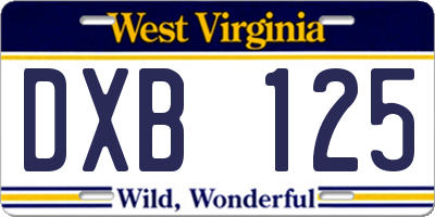 WV license plate DXB125