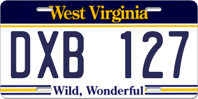 WV license plate DXB127