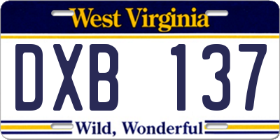 WV license plate DXB137