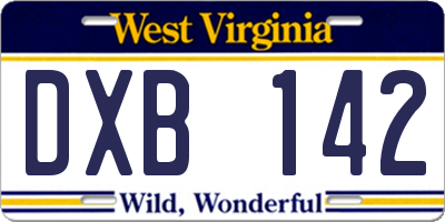 WV license plate DXB142