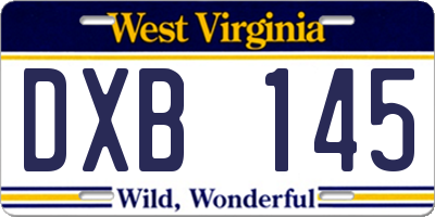 WV license plate DXB145