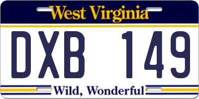 WV license plate DXB149