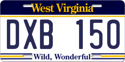 WV license plate DXB150