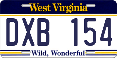 WV license plate DXB154