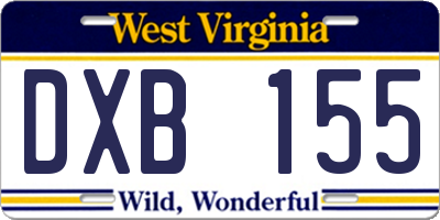 WV license plate DXB155