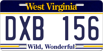 WV license plate DXB156