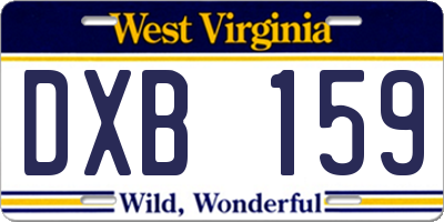 WV license plate DXB159