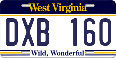 WV license plate DXB160