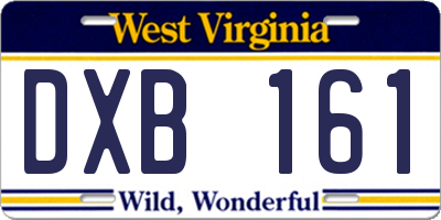 WV license plate DXB161