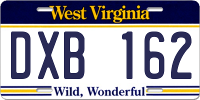 WV license plate DXB162
