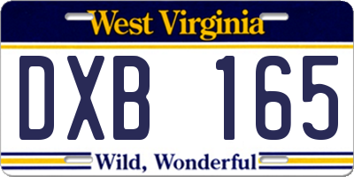 WV license plate DXB165