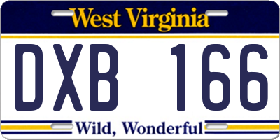 WV license plate DXB166