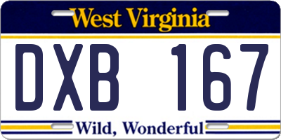 WV license plate DXB167