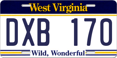 WV license plate DXB170