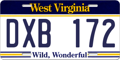 WV license plate DXB172