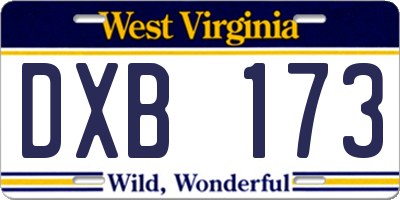 WV license plate DXB173