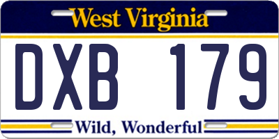 WV license plate DXB179