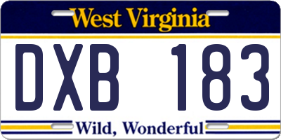 WV license plate DXB183