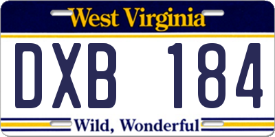 WV license plate DXB184