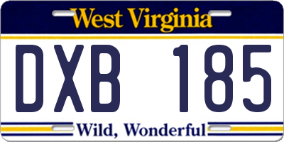WV license plate DXB185