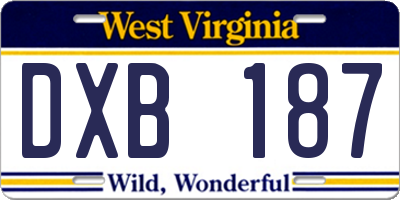 WV license plate DXB187