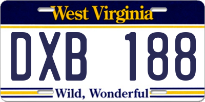 WV license plate DXB188