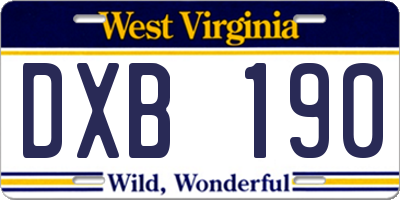 WV license plate DXB190