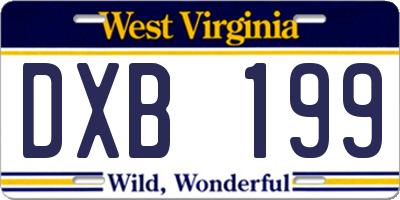 WV license plate DXB199