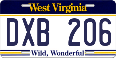 WV license plate DXB206
