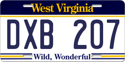 WV license plate DXB207