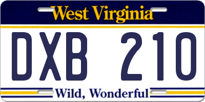 WV license plate DXB210